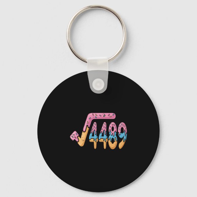Square Root 4489 Ice Cream Slang Math 67 Six Seven Key Ring (Front)