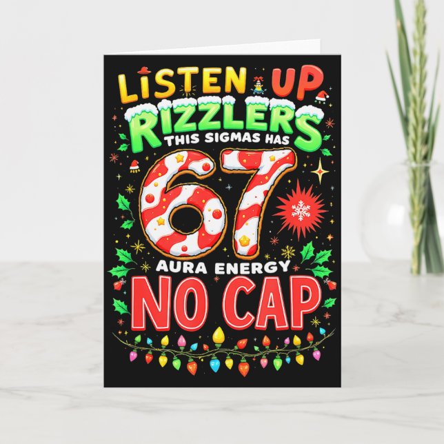 Square Root 4489 Six Seven Christmas Funny 67 Meme Card (Front)