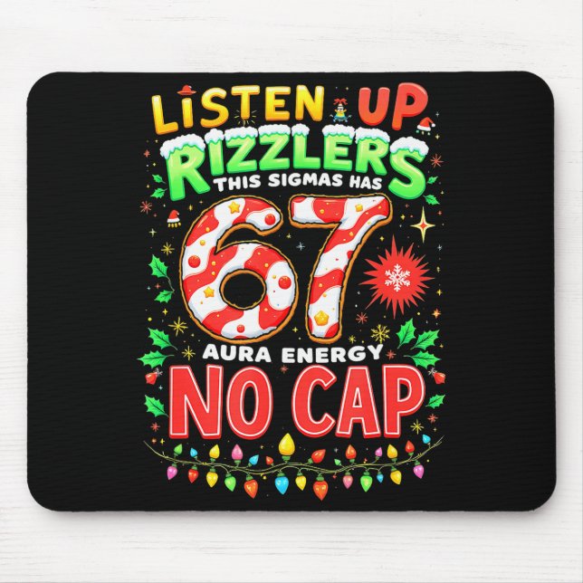 Square Root 4489 Six Seven Christmas Funny 67 Meme Mouse Mat (Front)