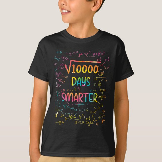 Square Root Of 10000 Math 100 Days Smarter School  T-Shirt (Front)