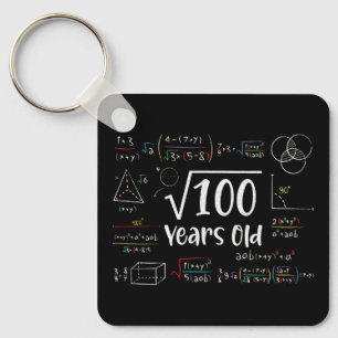 Square Root of 100 10th Birthday 10 Year Old Gifts Key Ring