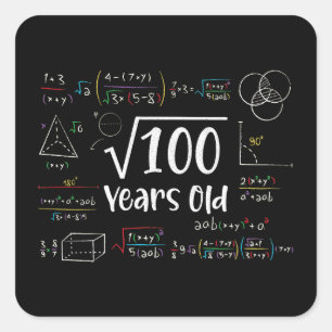 Square Root of 100 10th Birthday 10 Year Old Gifts Square Sticker