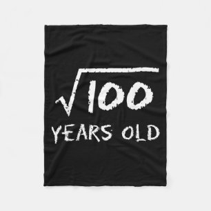 Square Root Of 100 10th Birthday 10 Years Old Math Fleece Blanket