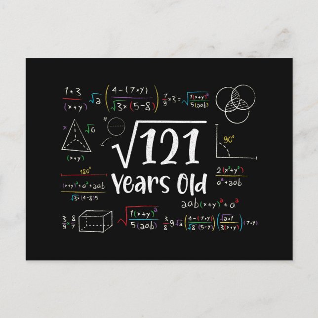 Square Root of 121 11th Birthday 11 Year Old Gifts Holiday Postcard (Front)