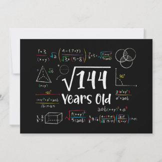 Square Root of 144 12th Birthday 12 Year Old Gifts Invitation