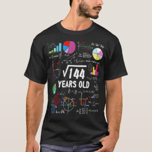 Square Root Of 144 12th Birthday 12 Year Old Math  T-Shirt