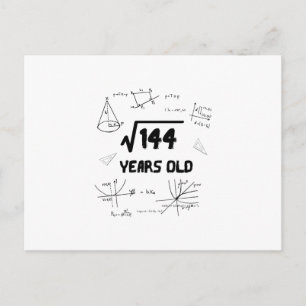 Square Root Of 144 12th Birthday Postcard