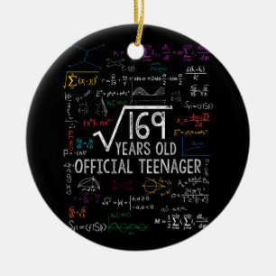 Square Root Of 169 13 Years Old Official Birthday Ceramic Tree Decoration