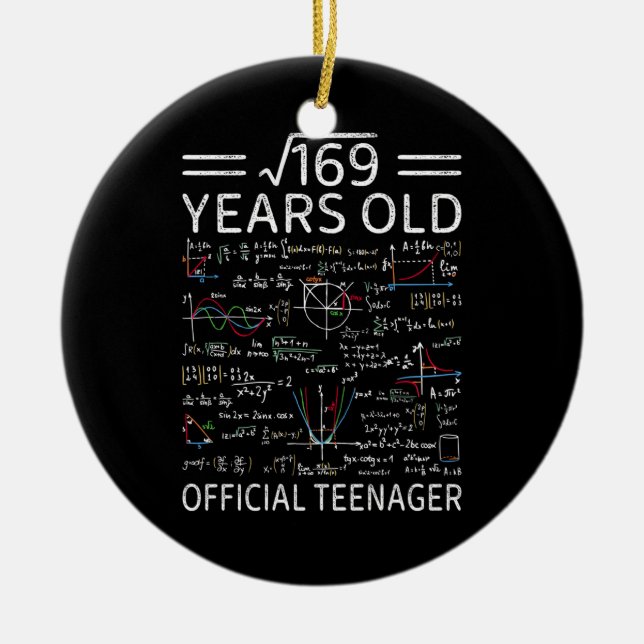 Square Root Of 169,13 Years Old, Official Teenager Ceramic Tree Decoration (Front)