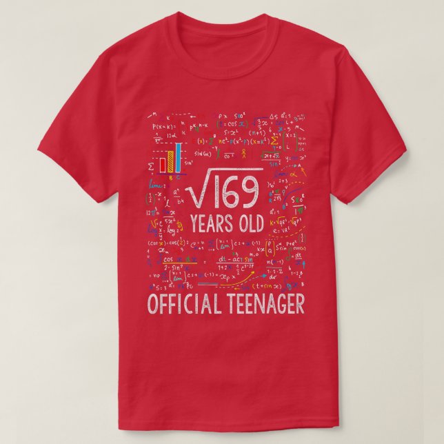 Square Root Of 169 13 Years Old Official Teenager  T-Shirt (Design Front)