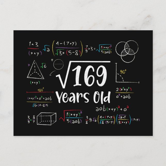 Square Root of 169 13th Birthday 13 Year Old Gifts Holiday Postcard (Front)