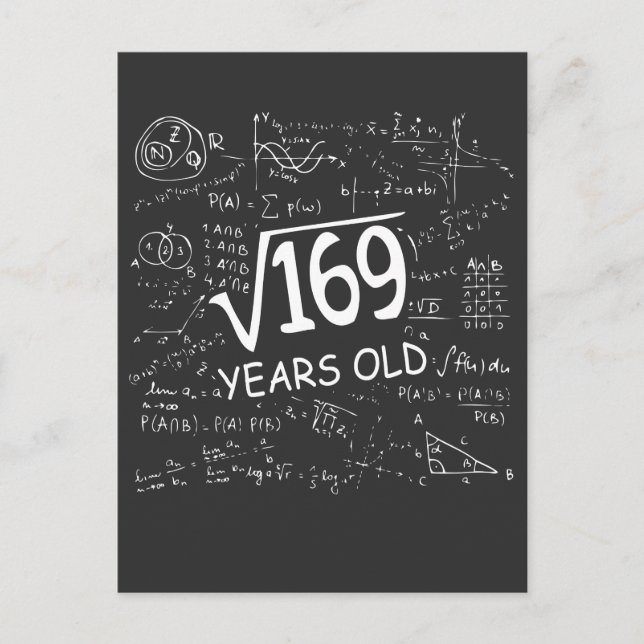 Square Root of 169 13th Birthday 13 Years Old Postcard (Front)