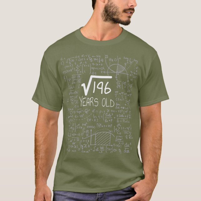 Square Root of 196 14 Years Old 14th Birthday T-Shirt (Front)
