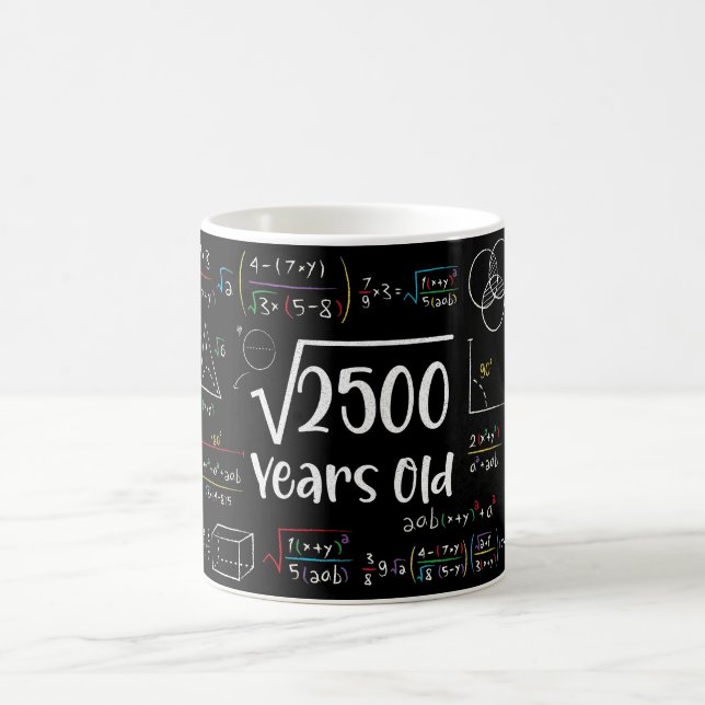 Square Root of 2500 50th Birthday 50 Year Old Gift Coffee Mug (Center)