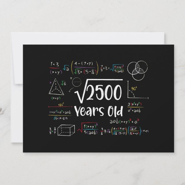 Square Root of 2500 50th Birthday 50 Year Old Gift Invitation (Front)