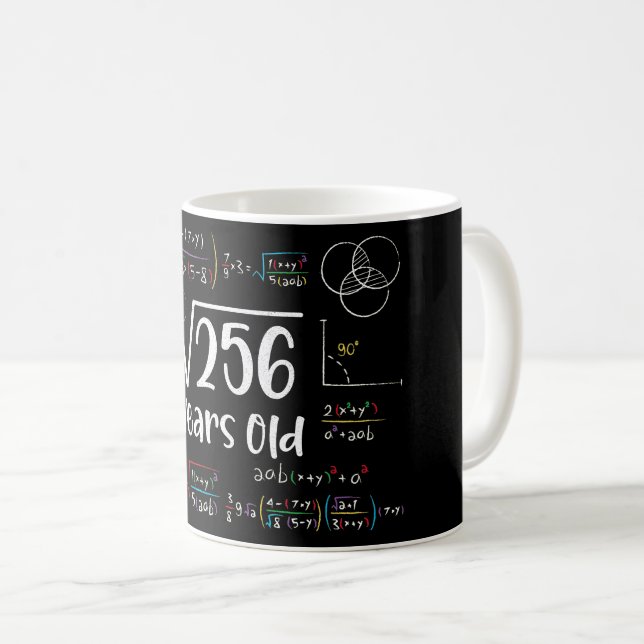 Square Root of 256 16th Birthday 16 Year Old Gifts Coffee Mug (Front Right)
