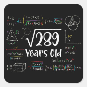Square Root of 289 17th Birthday 17 Year Old Gifts Sticker