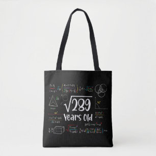 Square Root of 289 17th Birthday 17 Year Old Gifts Tote Bag