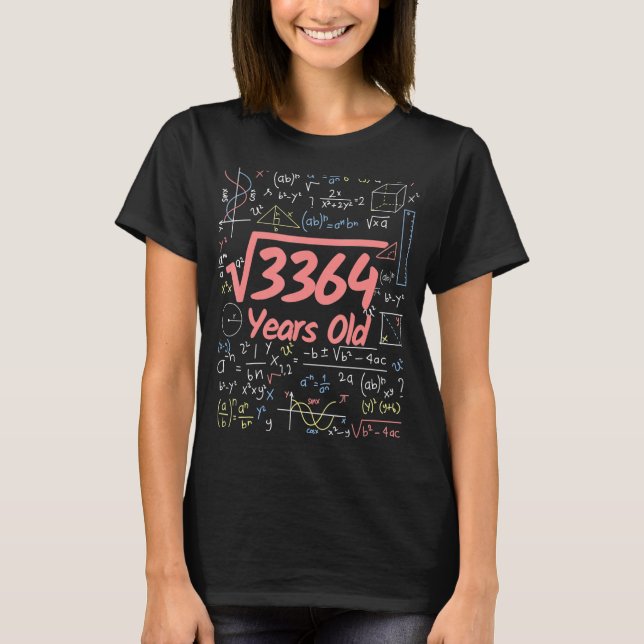 Square Root of 3364 58 Years Old Birthday T-Shirt (Front)