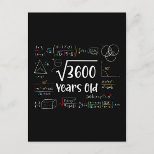 Square Root of 3600 60th Birthday 60 Year Old Gift Postcard