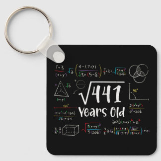 Square Root of 441 21th Birthday 21 Year Old Gifts Key Ring