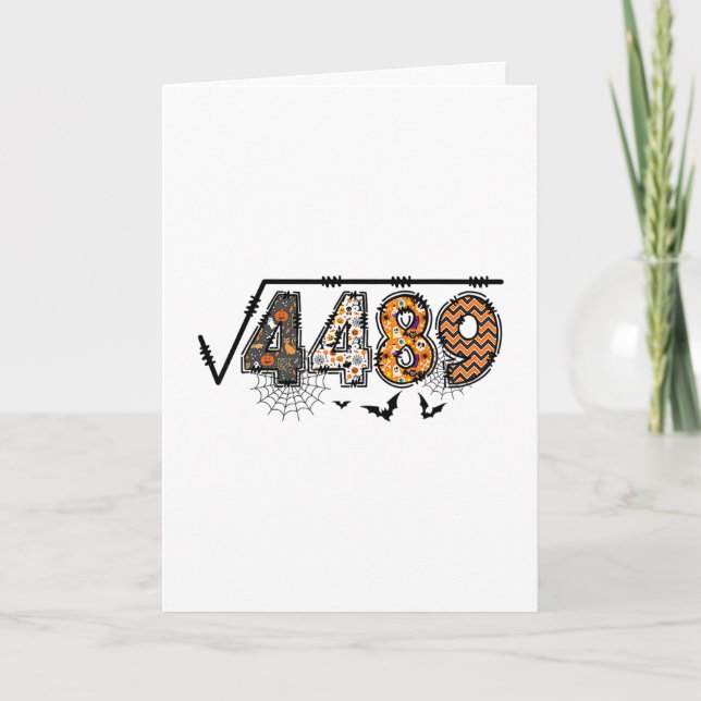 Square Root Of 4489 Funny Halloween 67 Meme Math T Card (Front)