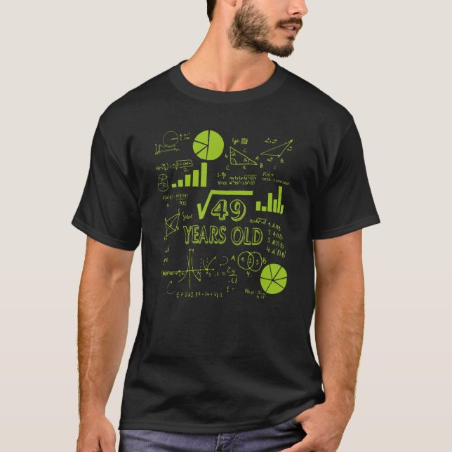 Square Root Of 49 7th Birthday 7 Year Old  Math Bd T-Shirt (Front)