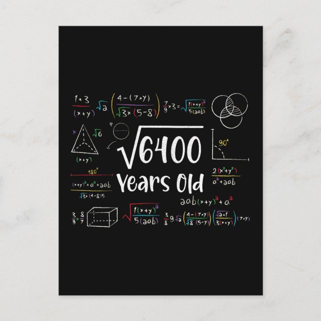 Square Root of 6400 80th Birthday 80 Year Old Gift Postcard (Front)