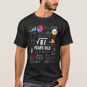 Square Root Of 81 9th Birthday 9 Year Old Math T-Shirt