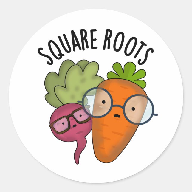 Square Roots Funny Math Pun  Classic Round Sticker (Front)