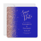 Square Royal Blue Rose Gold Save the Date