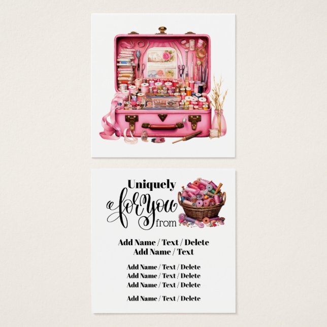 Square Sewing Business or Enclosure Card  (Front & Back)