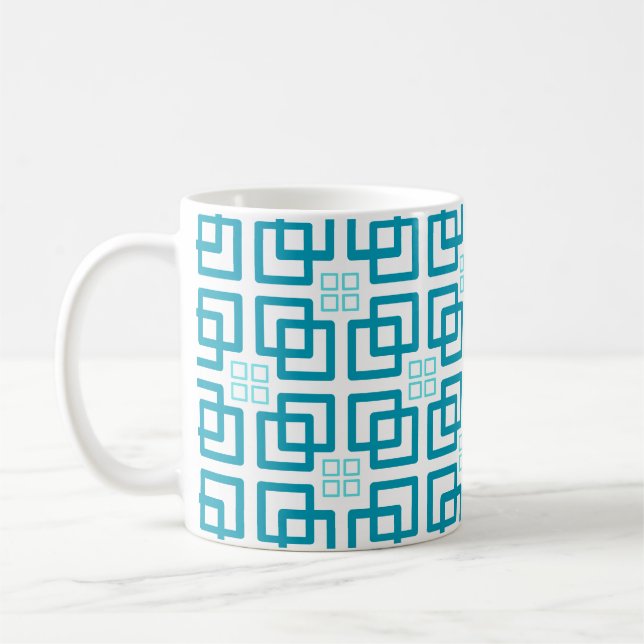 Square Shades of Teal Coffee Mug (Left)