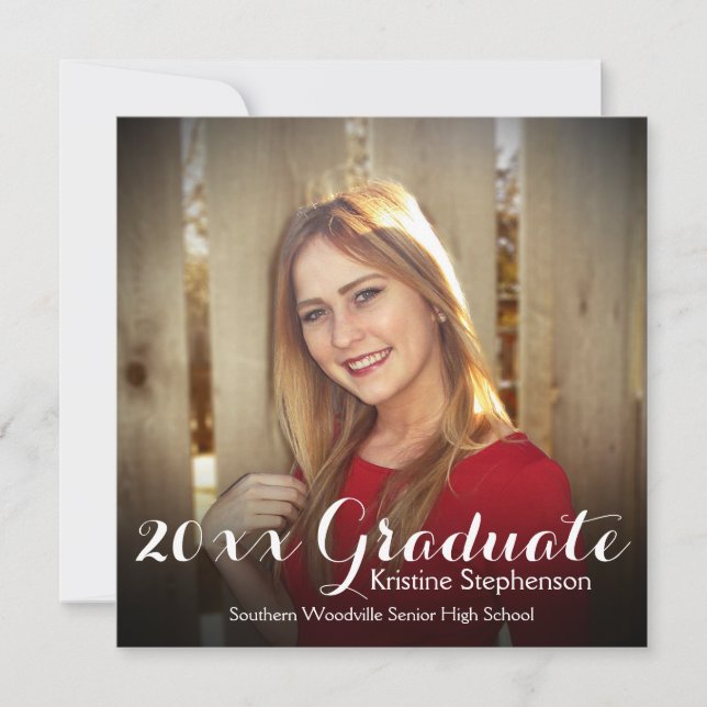 Square Shading Graduation Announcement Photo Card (Front)