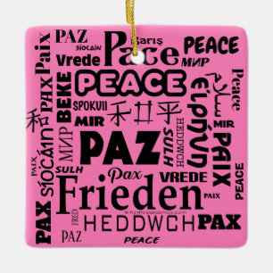 Square shape PEACE words Christmas decoration