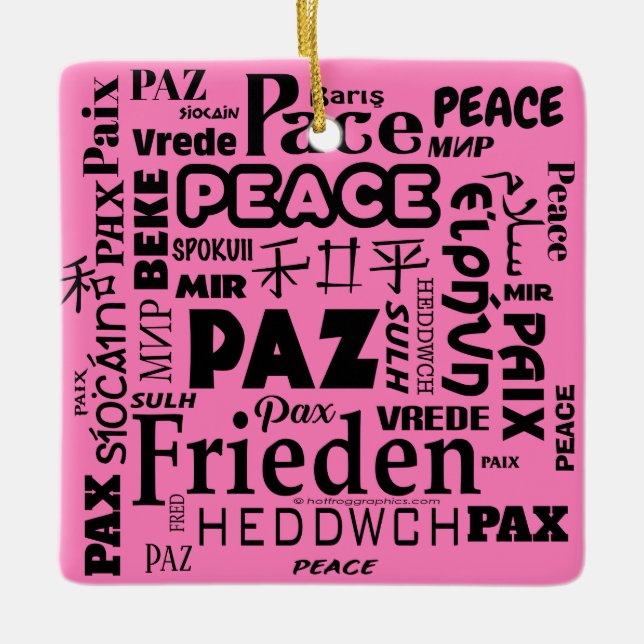 Square shape PEACE words Christmas decoration (Front)