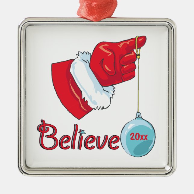 Square Shaped Believe Metal Tree Decoration (Front)