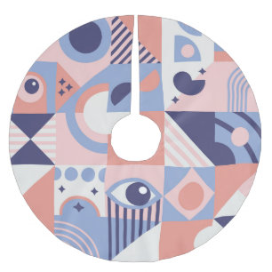 Square Shapes: Geometric Abstract Mosaic Brushed Polyester Tree Skirt