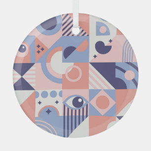 Square Shapes: Geometric Abstract Mosaic Glass Tree Decoration