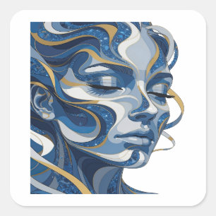 Square Silver Abstract Decal Design Sticker