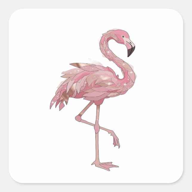 Square Silver FLAMINGO Square Sticker (Front)