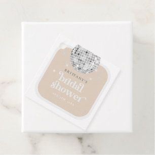 Square Silver Retro Disco Groovy Bridal Shower Favour Tags