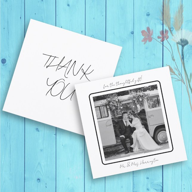 Square Simple Thank You Wedding Photo Cards (Creator Uploaded)