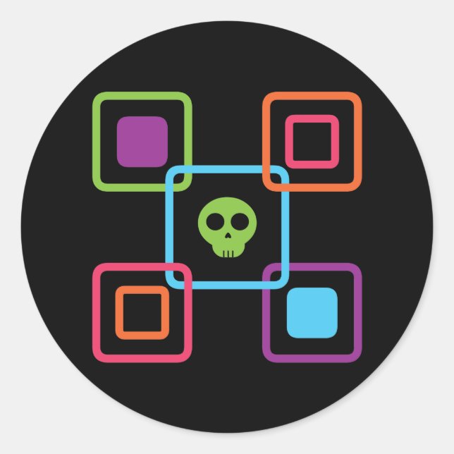 Square Skull Classic Round Sticker (Front)