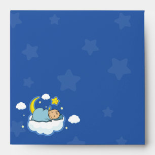 Square Sleeping Baby Boy Blue Baby Shower Envelope