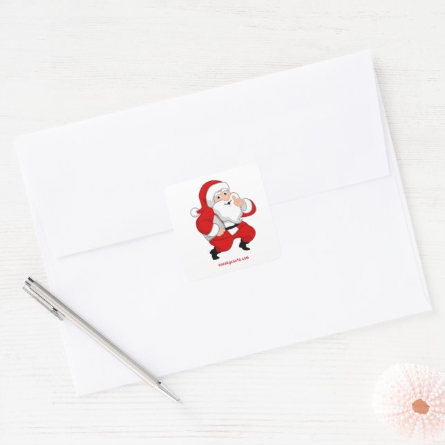 Square Sneaky Santa Stickers (Envelope)