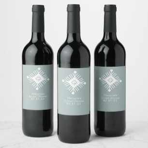 Square Snowflake Hand Drawn Merry Christmas Winter Wine Label