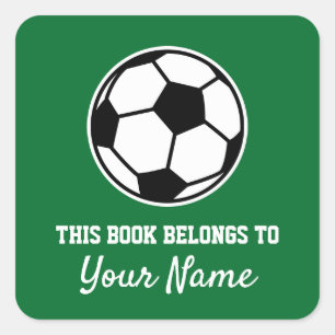 Square soccer ball bookplate sticker for kids