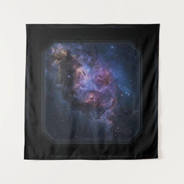 Square Spaceship Window Space View Tapestry (Front)