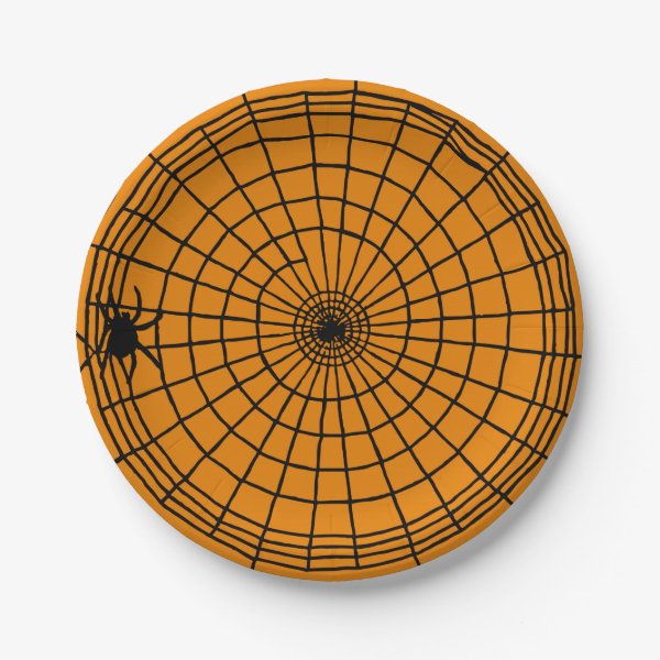 Square Spider Web, Scary Halloween Design Paper Plate